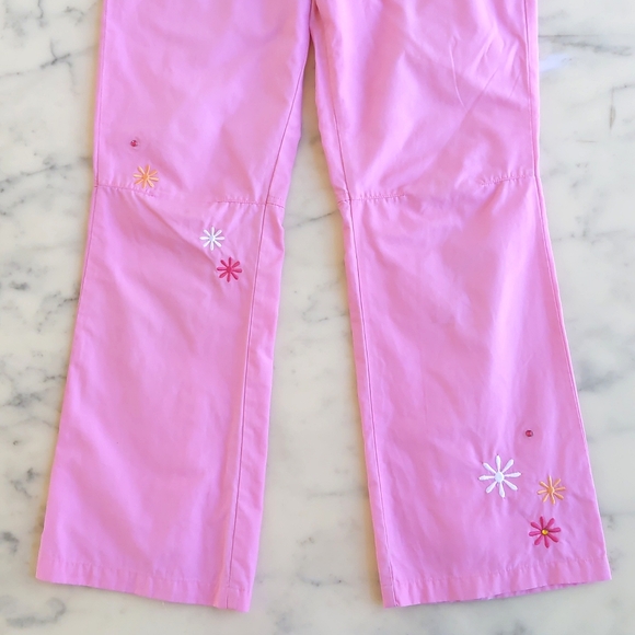 Cotton Nylon Pant w/Multicolor Crystals/Embroidered Flowers & Back Leg Opening. - Picture 3 of 8